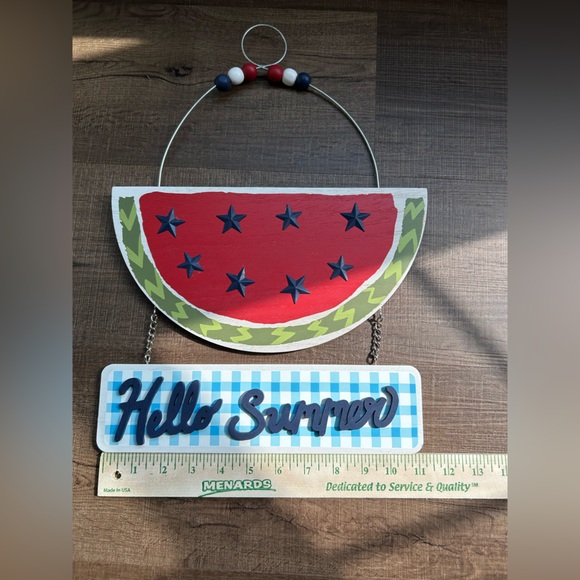 Hobby Lobby Hello Summer Hanging Sign Watermelon with Bead accents - Picture 7 of 7